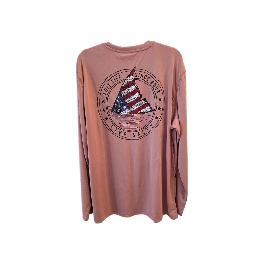 Salt Life Men's Redfish and Stripes Long Sleeve Shirt L